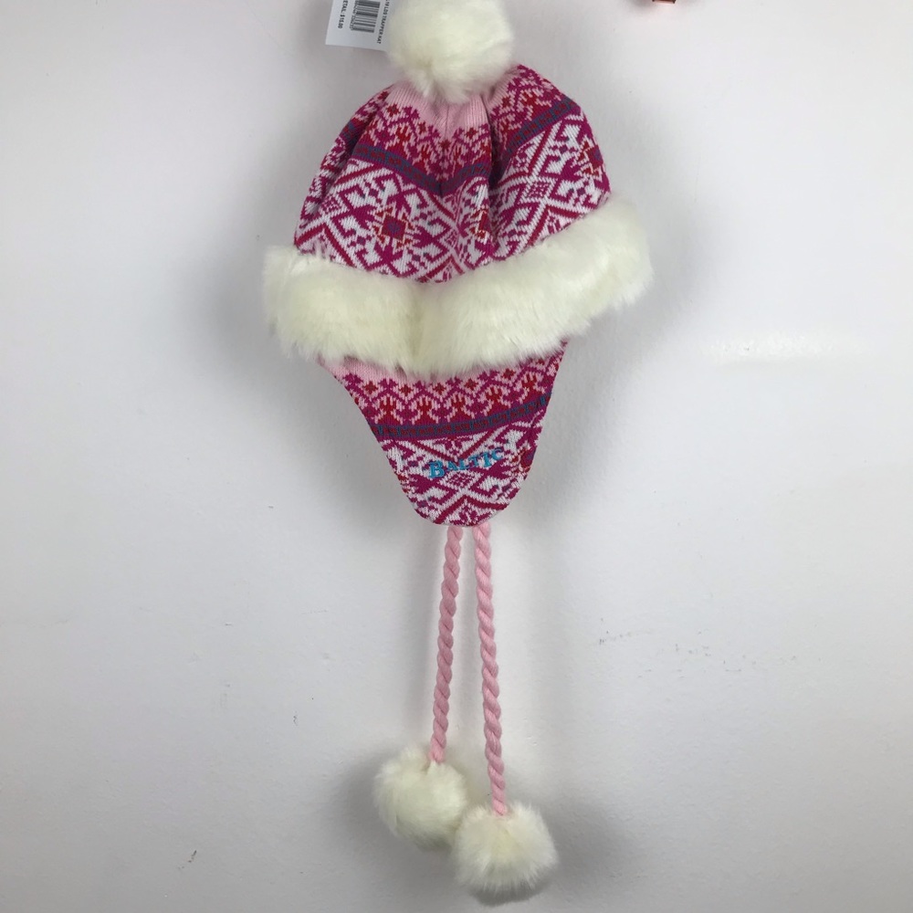 Baltic Pink Fair Isle Pom Knit Warm Winter Hat NWT